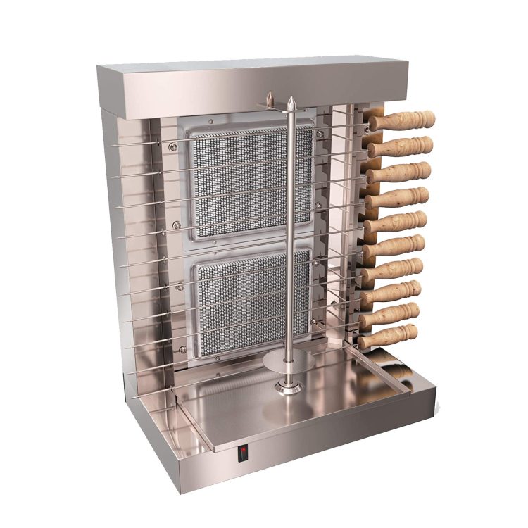 Vertical Broiler Automatic 2 Burners Machine With 10 Side Kebab Skewers Doner Kebab Shawarma Gas Burner Grill - Image 2