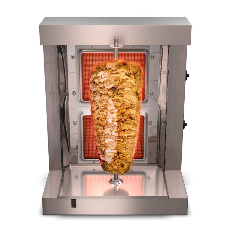Vertical Broiler Automatic 2 Burners Machine With 10 Side Kebab Skewers Doner Kebab Shawarma Gas Burner Grill - Image 4